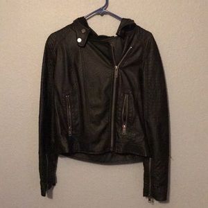 Leather Jacket with hoodie